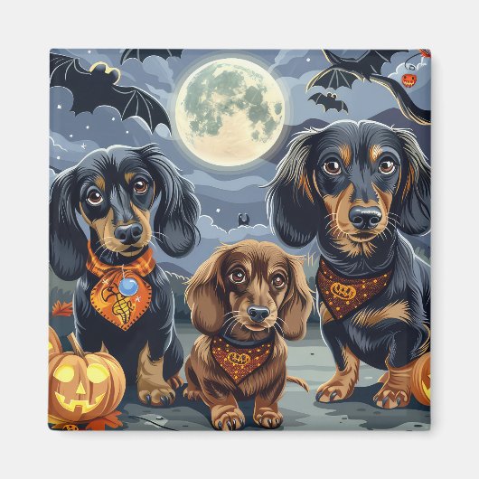 Dackel Halloween Spooky Magnet (Vorne)