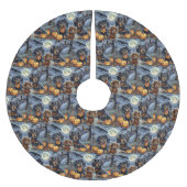 Dackel Halloween Spooky Polyester Weihnachtsbaumdecke (Vorderseite)