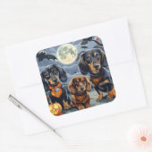 Dackel Halloween Spooky Quadratischer Aufkleber (Umschlag)