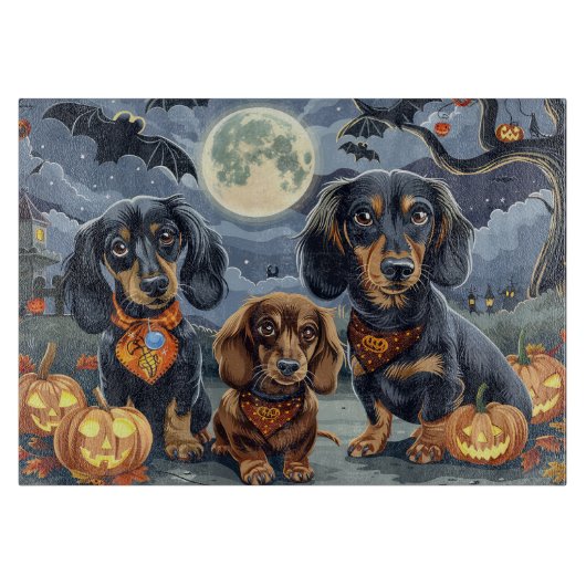 Dackel Halloween Spooky Schneidebrett (Vorderseite)