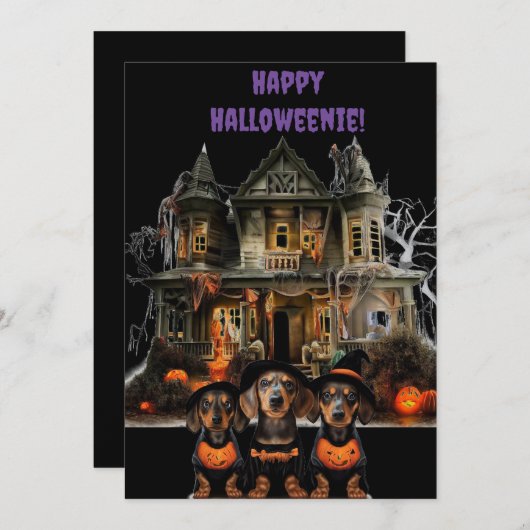 Dackel Halloweenie Card Feiertagskarte (Vorne/Hinten)