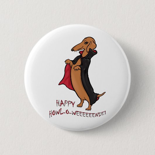 Dackel-HalloweenVampire Button (Vorderseite)