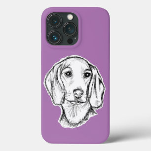 Dackel handgezeichnete Skizze schwarz weiß Welpe H Case-Mate iPhone Hülle