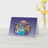 Dackel Hanukkah Card! Hunde spielen Driedel! Karte (Gelbe Blume)