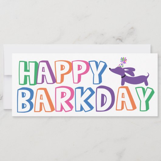 Dackel Happy Birthday Card Long Karte (Vorderseite)