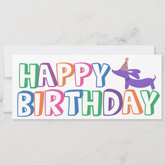 Dackel Happy Birthday Card Long Karte (Vorderseite)