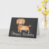 Dackel Happy Birthday Card - Verse drinnen Karte (Gelbe Blume)
