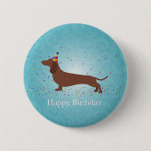 Dackel - Happy Birthday Design Button (Vorderseite)