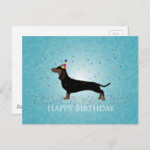 Dackel Happy Birthday Design Postkarte (Vorne/Hinten)