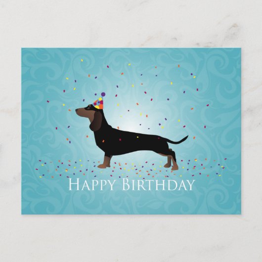 Dackel Happy Birthday Design Postkarte (Vorderseite)