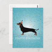 Dackel Happy Birthday Design Postkarte (Vorne/Hinten)
