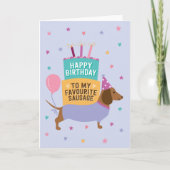 Dackel Happy Birthday Niedlich Card Karte (Vorderseite)