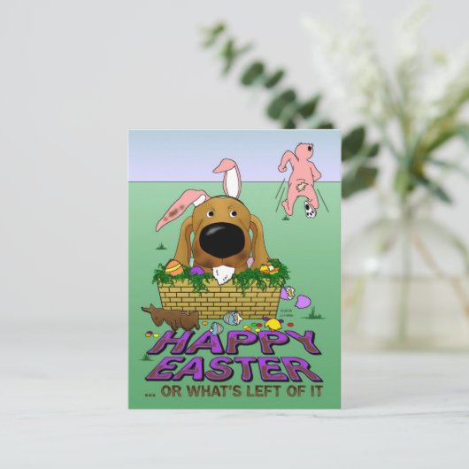 Dackel Happy Easter Postkarte (Stehend Vorderseite)