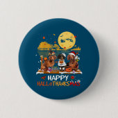Dackel Happy Hallothanksmas Halloween Thanksgiv Button (Vorderseite)