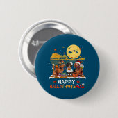 Dackel Happy Hallothanksmas Halloween Thanksgiv Button (Vorne & Hinten)