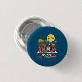 Dackel Happy Hallothanksmas Halloween Thanksgiv Button (Vorne & Hinten)
