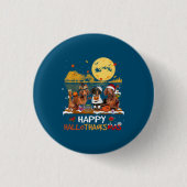 Dackel Happy Hallothanksmas Halloween Thanksgiv Button (Vorderseite)