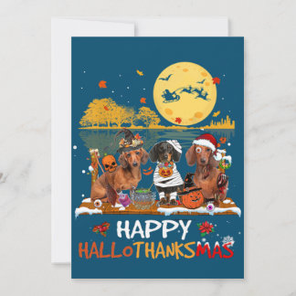 Dackel Happy Hallothanksmas Halloween Thanksgiv Einladung