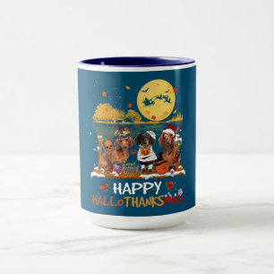 Dackel Happy Hallothanksmas Halloween Thanksgiv Tasse
