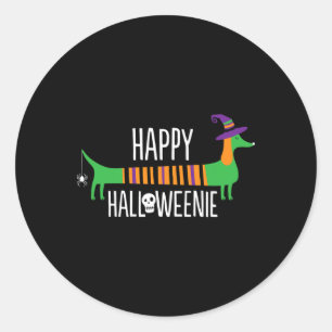 Dackel Happy Halloweenie Niedlich Hund Halloween f Runder Aufkleber