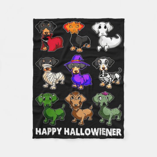 Dackel Happy Halloweiner Fun Halloween Hunde Lov Fleecedecke (Vorderseite)