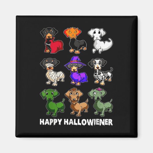 Dackel Happy Halloweiner Fun Halloween Hunde Lov Magnet (Vorne)