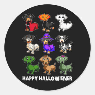 Dackel Happy Halloweiner Fun Halloween Hunde Lov Runder Aufkleber