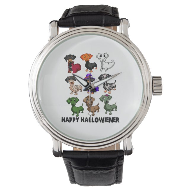Dackel Happy Halloweiner Funny Dog Halloween Armbanduhr (Vorderseite)