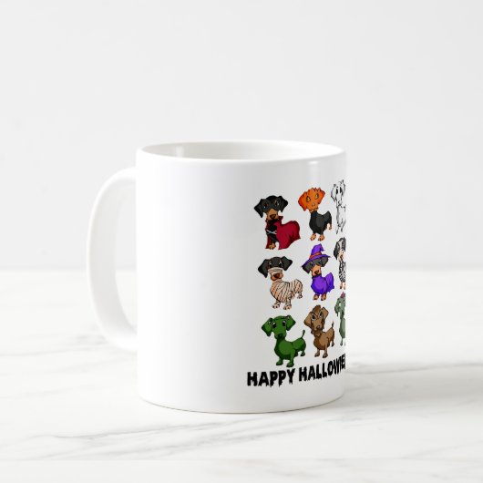 Dackel Happy Halloweiner Funny Dog Halloween Kaffeetasse (Vorderseite Links)