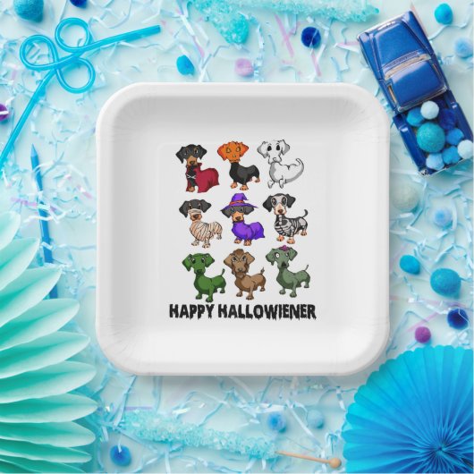 Dackel Happy Halloweiner Funny Dog Halloween Pappteller (Party)