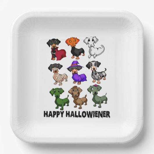 Dackel Happy Halloweiner Funny Dog Halloween Pappteller (Vorderseite)