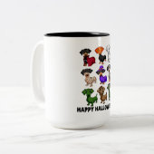 Dackel Happy Halloweiner Funny Dog Halloween Zweifarbige Tasse (Vorderseite Links)