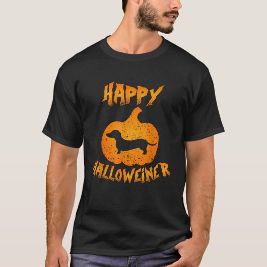 Dackel Happy Halloweiner Funny Halloween Pumpki T-Shirt (Vorderseite)