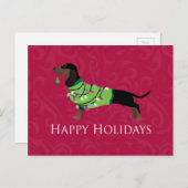 Dackel Happy Holidays Design Feiertagspostkarte (Vorne/Hinten)