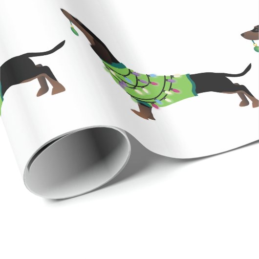 Dackel Happy Holidays Design Geschenkpapier (Rolleneckpunkt)