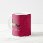 Dackel Happy Holidays Design Kaffeetasse (Vorderseite Links)