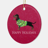 Dackel Happy Holidays Design Keramikornament (Links)