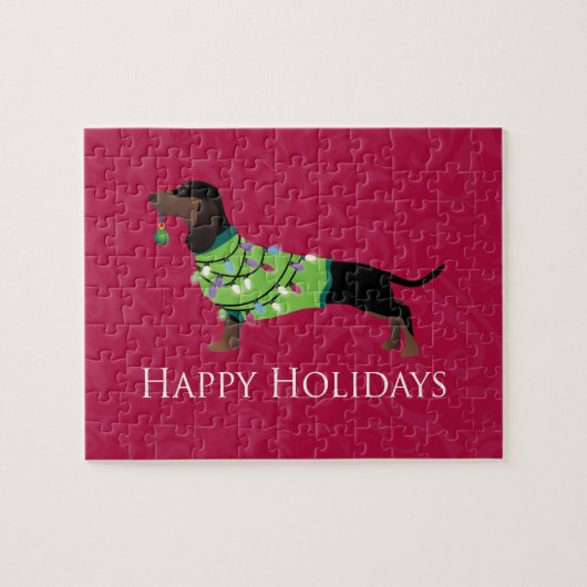 Dackel Happy Holidays Design Puzzle (Horizontal)