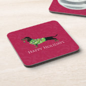 Dackel Happy Holidays Design Untersetzer (Linke Seite)