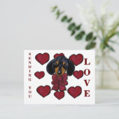 Dackel Hearts Postkarte (Stehend Vorderseite)