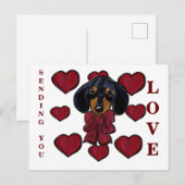 Dackel Hearts Postkarte (Vorne/Hinten)