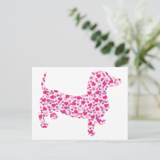 Dackel Hearts Postkarte (Stehend Vorderseite)