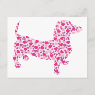 Dackel Hearts Postkarte