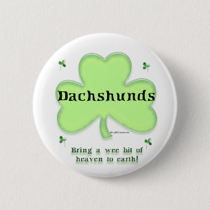 Dackel Heaven; St. Patrick's Day Dackel Button
