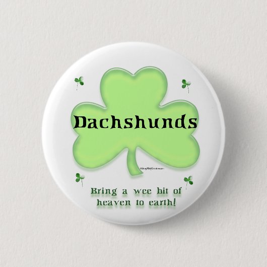 Dackel Heaven; St. Patrick's Day Dackel Button (Vorderseite)