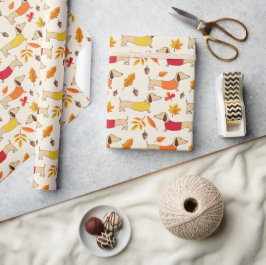 Dackel Herbstfallsaison - Wrapping Paper Geschenkpapier