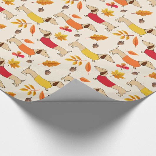 Dackel Herbstfallsaison - Wrapping Paper Geschenkpapier (Ecke)