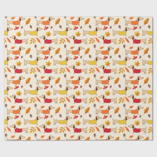 Dackel Herbstfallsaison - Wrapping Paper Geschenkpapier (Flach)