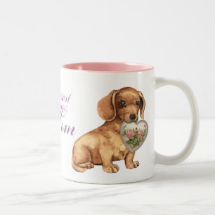 Dackel Herz Mama Zweifarbige Tasse