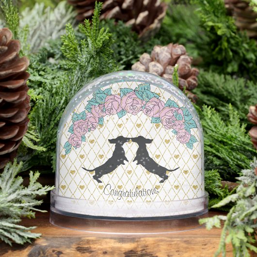 Dackel Herz Rose Herzlichen Glückwunsch Schneekugeln (Winter)